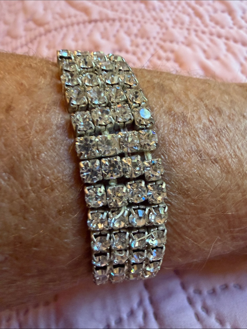 Crystal Multi-Row Stretch Bracelet in Silver